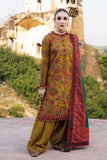 3 Piece Unstitched Heavy Embroidered Dhanak Wool Suit With Printed Woolen Shawl HR675