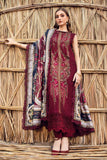 3 Piece Unstitched Heavy Embroidered Dhanak Wool Suit with Printed Woolen Shawl MB515