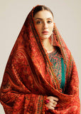 3 Piece Unstitched Heavy Embroidered Dhanak Wool Suit with Printed Woolen Shawl SP525