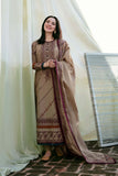 3 Piece Unstitched Heavy Embroidered Dhanak Suit with Printed Woolen Shawl with Four-sided Lace FL-895